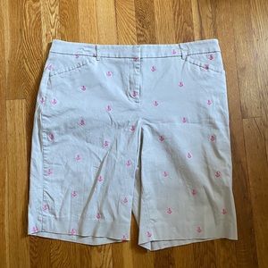 Charter club shorts tan w/ pink anchors size 14